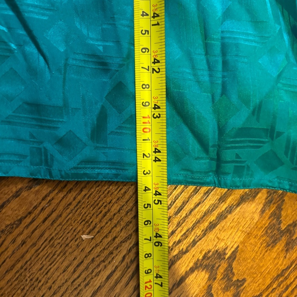 Vintage Maggy London Dress Sz 12 100% Silk Jeannene Booher Jade Green Sheen Geo - Picture 15 of 15